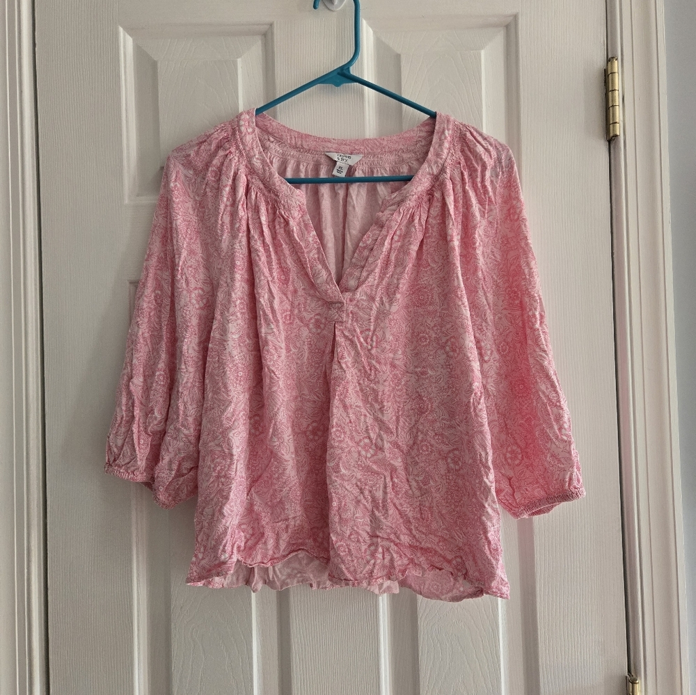 Crown & Ivy Pink Ruched Blouse PL